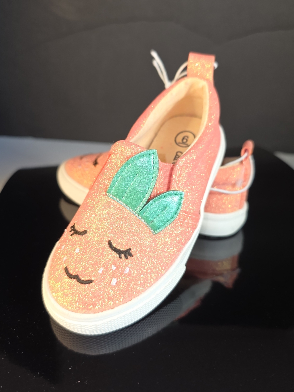 Cat & Jack Vivian Orange Fruit Glitter Slip On Sneakers Toddler Size 6 NWOT